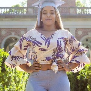 Tropical tie top blouse